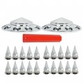 Waltyotur 33mm Nut Covers Spiked Front Axle Cover Kits Replacement For Semi Truck Abs Chrome Plastic