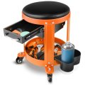 Auto Dynasty Round Mechanics Roller Seat 300 Lbs Capacity Rolling Creeper Garage Shop With Drawers And Tool Tray Mechanic Stool 