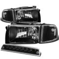 Auto Dynasty Compatible With Dodge Ram Br Be Pair Of Black Housing Clear Corner Headlight Led 3rd Brake Light