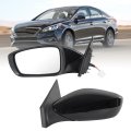 Left Driver Side View Mirror Black For 2011-2014 Hyundai Sonata Heated Manual Folding Power Glass Replace Hy1320166 87610-3q010 