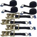 4 Pack Of 1in X 6ft Black Ratchet Strap With L-fittings 