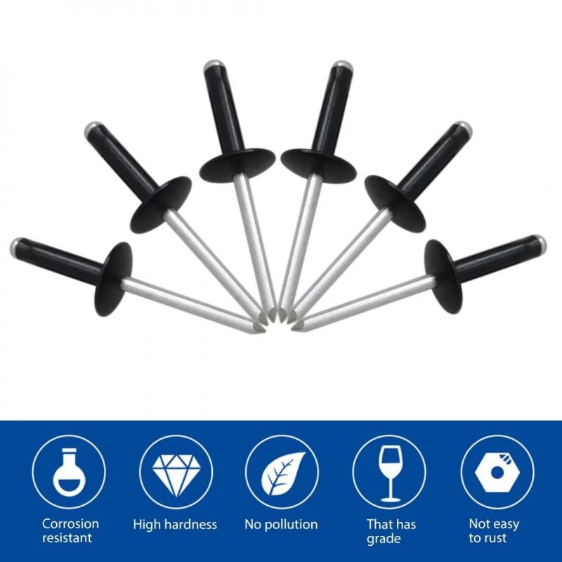 Large Head Black Rivets Pop Rivet 50ct 3 16 Racing Fasteners Grip Range 1 8 To 50-pack