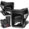 Auto Dynasty Black Housing Clear Side Headlight Tool Kit Compatible With Ford F-250 F-350 F-450 F-550 Super Duty 11-16 