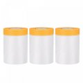 Pre-taped Masking Film 21 7 X 98ft Plastic Drop Cloth With High-tack Painters Tape For Painting Protection Orange 3pcs 