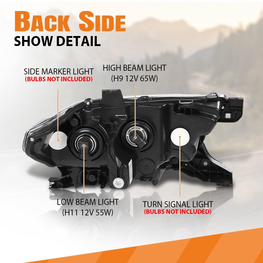 Headlight Assembly Left Side For Toyota Tacoma Sr5 Crew Cab Extend Pickup 2019-2023 White And Black