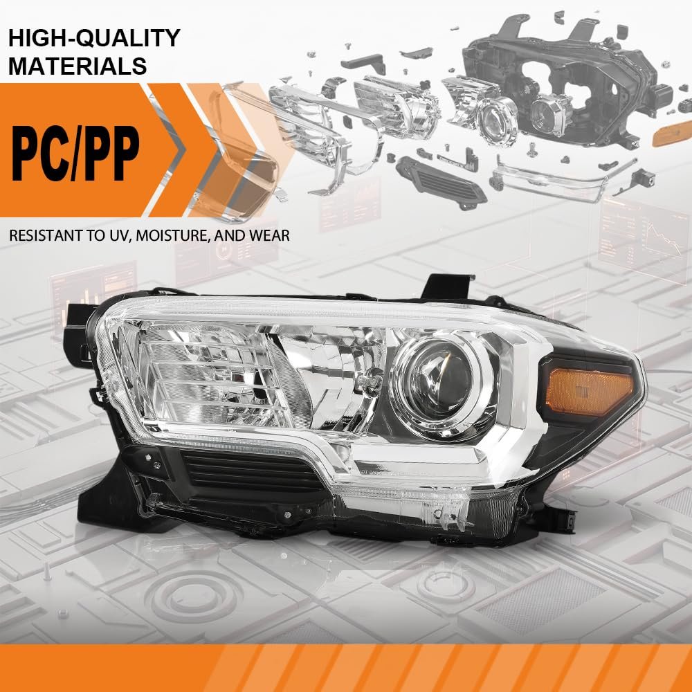 Headlight Assembly Left Side For Toyota Tacoma Sr5 Crew Cab Extend Pickup 2019-2023 White And Black