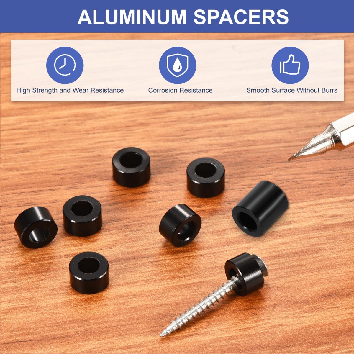 16pcs Aluminum Spacers 5mm Id X 9mm Od 10mm Length Screw Standoff Bushing Plain Finish Unthreaded Metal Round Spacer For M5