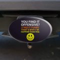 Offensive Happier Than You Smile Face Funny Oval Tow Trailer Hitch Cover Plug Insert