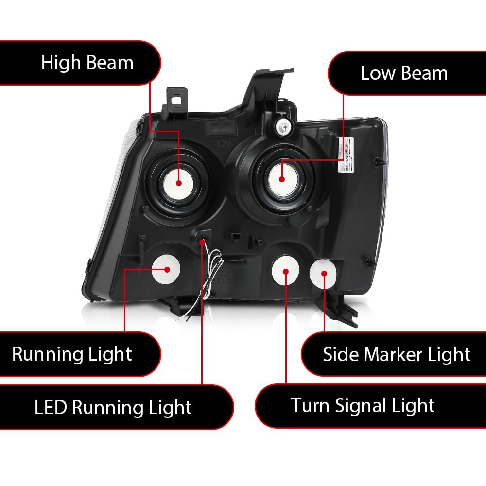 Led Headlights Assembly Front Headlamp For Chevy Tahoe Suburban 1500 2007-14 Fit Avalanche 2500 07-2013 Gm2503263 Gm2502263