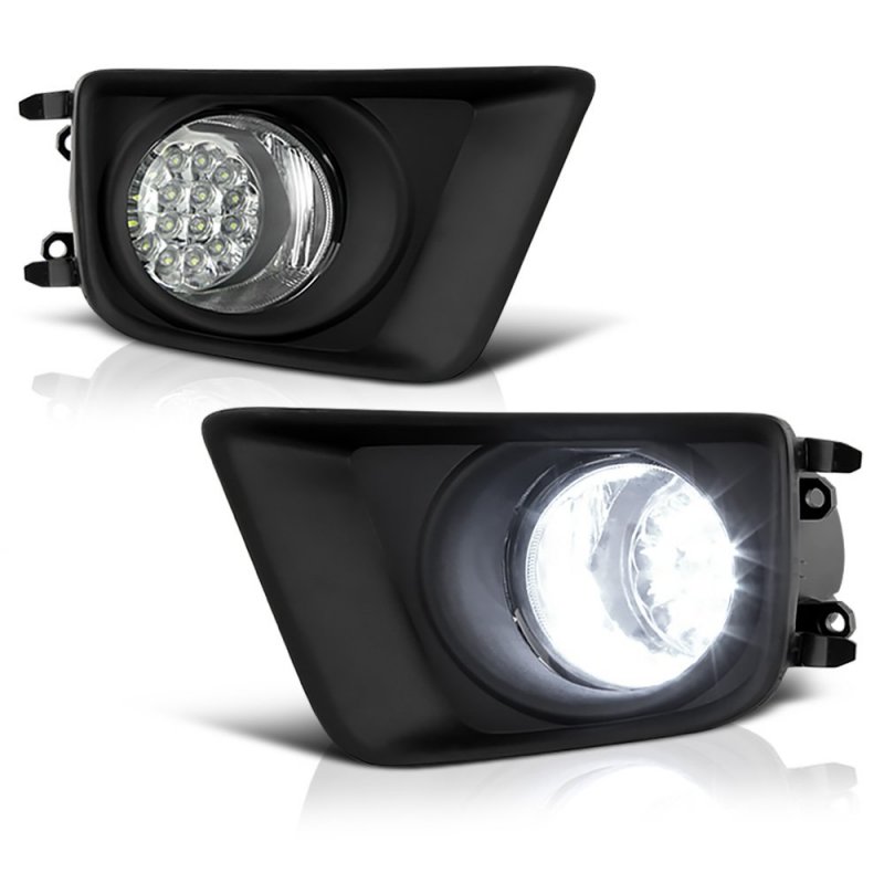 Full-led Front Fog Light Driving Lamp Assembly W Bezel For 2012-2015 Toyota Tacoma Power Switch Universal Wiring Included