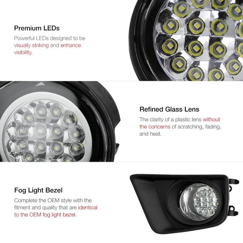 Full-led Front Fog Light Driving Lamp Assembly W Bezel For 2012-2015 Toyota Tacoma Power Switch Universal Wiring Included