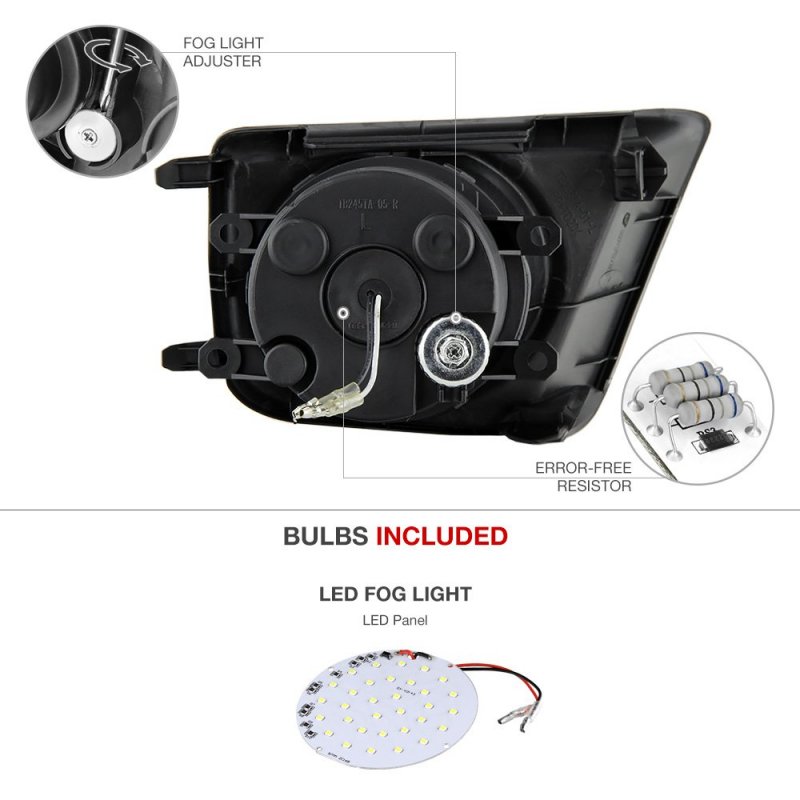 Full-led Front Fog Light Driving Lamp Assembly W Bezel For 2012-2015 Toyota Tacoma Power Switch Universal Wiring Included
