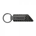 Ipick Image Compatible With Ram 1500 Logo Gunmetal Black Gray Metal Plate Carbon Fiber Texture Leather Key Chain