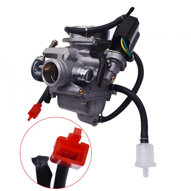 24mm Motorcycle Carburetor With Electric Choke Replacement For Gy6 150cc Mopeds Scooters Atvs