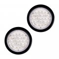 Astra Depot 2x Clear Lens White 24-led 4 Round Back-up Reverse Light Grommet Plug Kit Truck Trailer Rv Long Vehicle 12v