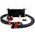 Generic 10 Row An-10 Universal Engine Transmission Oil Cooler And Filter Relocation Black 