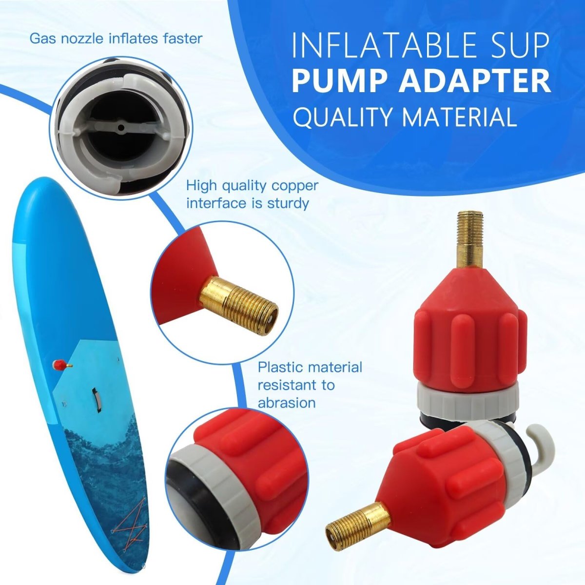 2 Pcs Orange Inflatable Boat Pump Adaptor Air Converter Valve Adapter Conventional Pumping Head Connector For Kayak Stand Up