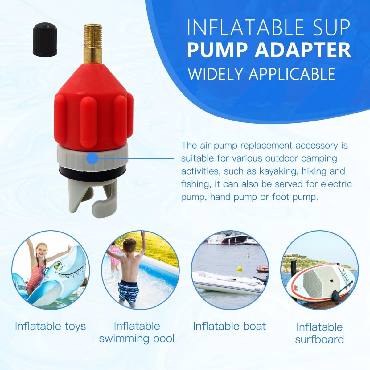 2 Pcs Orange Inflatable Boat Pump Adaptor Air Converter Valve Adapter Conventional Pumping Head Connector For Kayak Stand Up