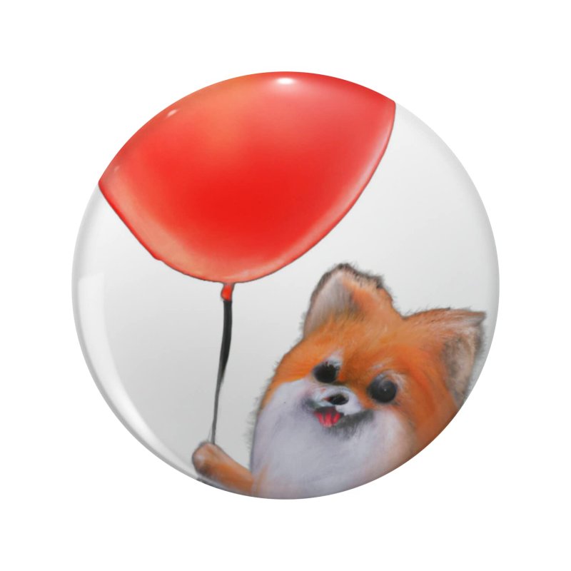 Dog With Red Balloon Double Sided Stainless Steel Keychain 1 25 In Round Animal Theme Accessory For Keys Backpack And Luggage