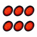 6x 4 Round 24-led Clear Lens Red Light Trailer Truck Rv Brake Stop Lamps Rear Parking Taillights 12v