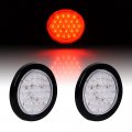 6x 4 Round 24-led Clear Lens Red Light Trailer Truck Rv Brake Stop Lamps Rear Parking Taillights 12v