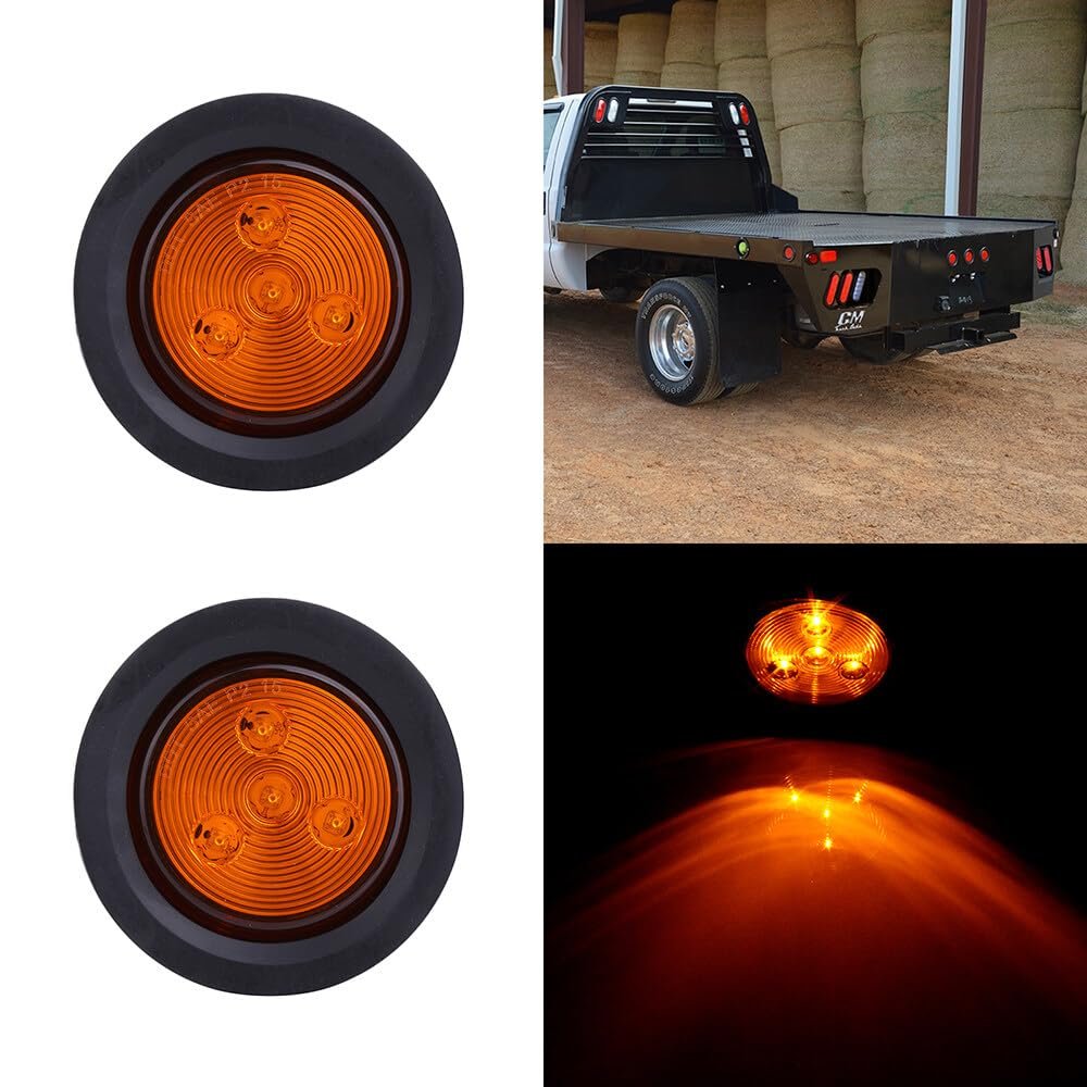 2 Pack 5 In 4 Led Round Amber Trailer Tail Lights Universal Surface Mount Waterproof Side Marker Indicator For Trucks Cars Bus