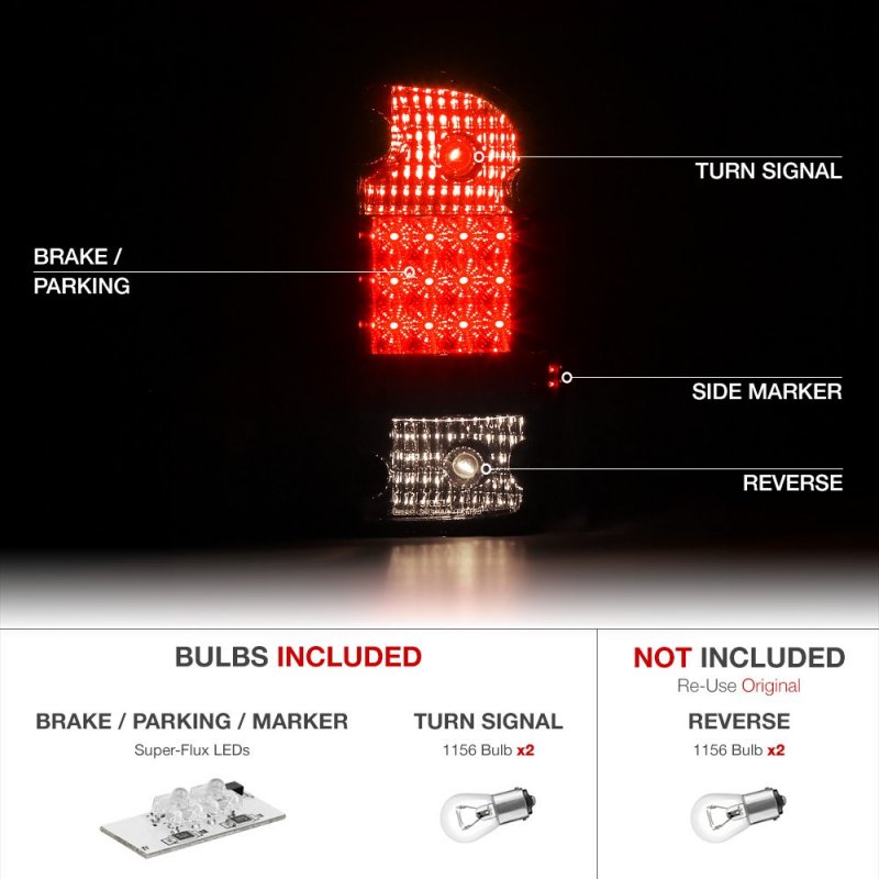 1995-2000 Toyota Tacoma Pickup Truck Red Smoke Lens Premium Led Tail Light Housing Lamp Assembly Replacement Driver And