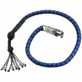 Dream Apparel 36 Motorcycle Get Back Whip Genuine Leather Biker For Handlebar With Fringes And Skulls Black Blue 
