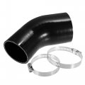 1 Set 45 Degree 3 0 Inch To 5 Id 4ply Car Elbow Reducer Silicone Hose Coupler Intercooler Tube Intake Piping With Clamps Black 