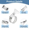 6pcs Stainless Steel Hose Clamps Worm Gear Clamp 14-27mm 2 To 1 Adjustable Thumb Screw Key Type Fuel Line 12mm Bandwidth For
