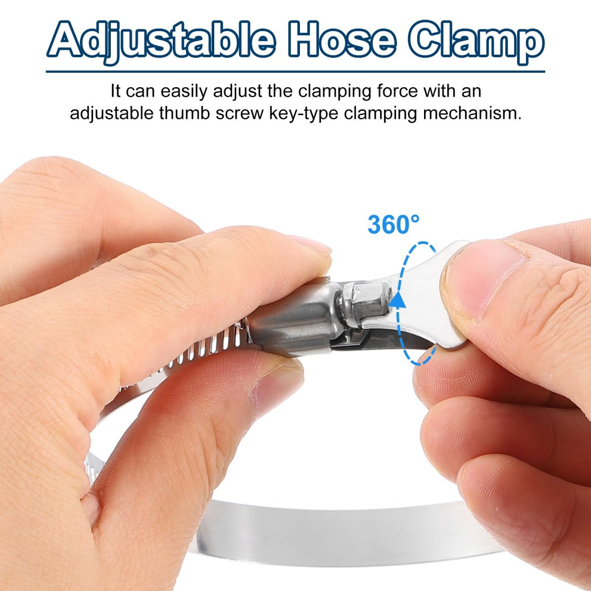 6pcs Stainless Steel Hose Clamps Worm Gear Clamp 14-27mm 2 To 1 Adjustable Thumb Screw Key Type Fuel Line 12mm Bandwidth For