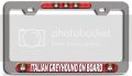 Italian Greyhound On Board Dogs Pets Ch 3d Metal License Plate Frame Auto Suv Truck Tag Holder S89 