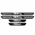 Ipick Image Compatible With Chrysler 300s Logo Black Real Carbon Fiber 4 Pcs Universal Car Door Sill Step Protector Kick Plates