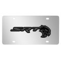 Dodge Srt Hellcat 3d Dark Gray Logo On Mirror Chrome Stainless Steel License Plate Official Licensed 