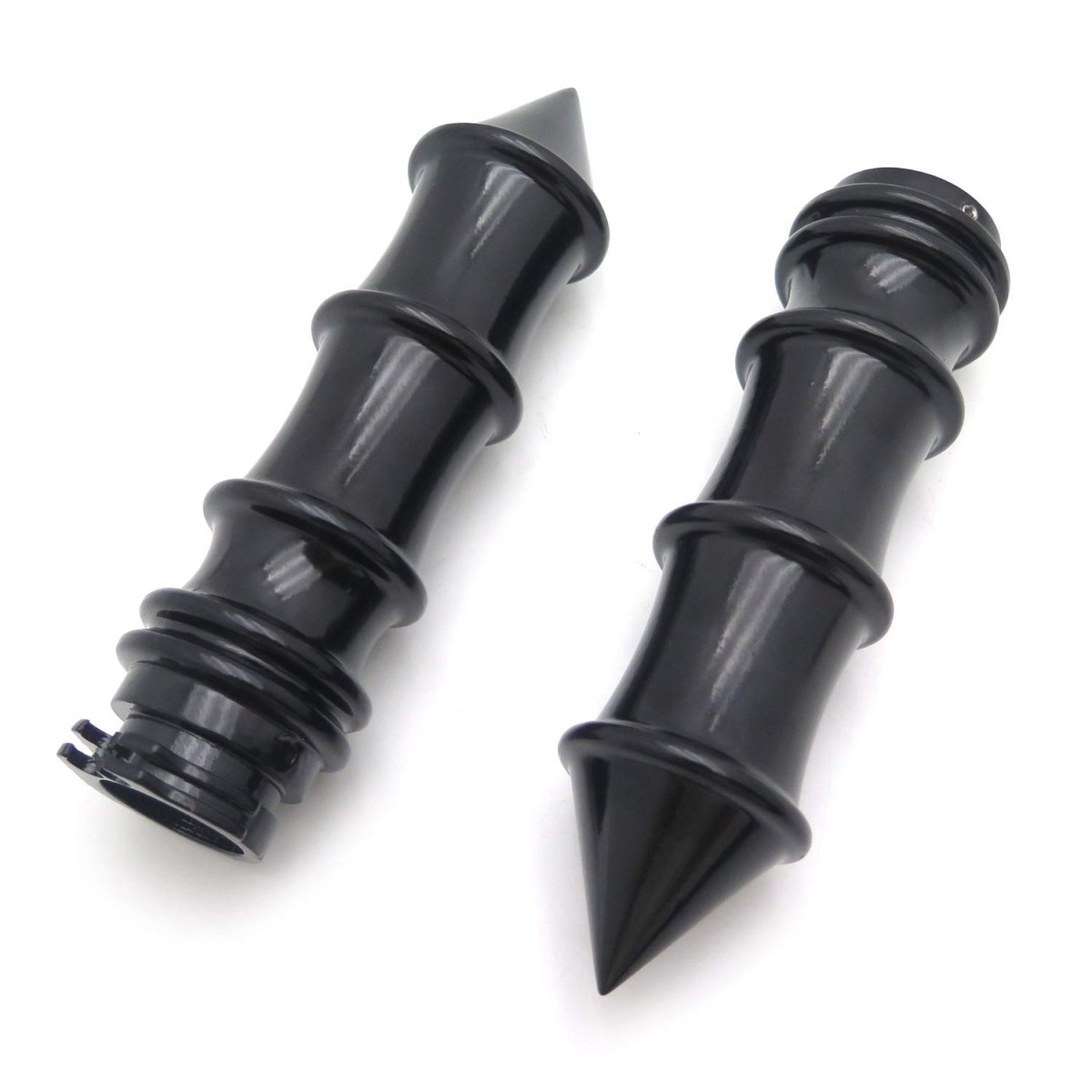 Skeleton Spike 1 In Hand Grips For H-d And Other Motorcycles Black Aluminum Handlebar Fits Bars