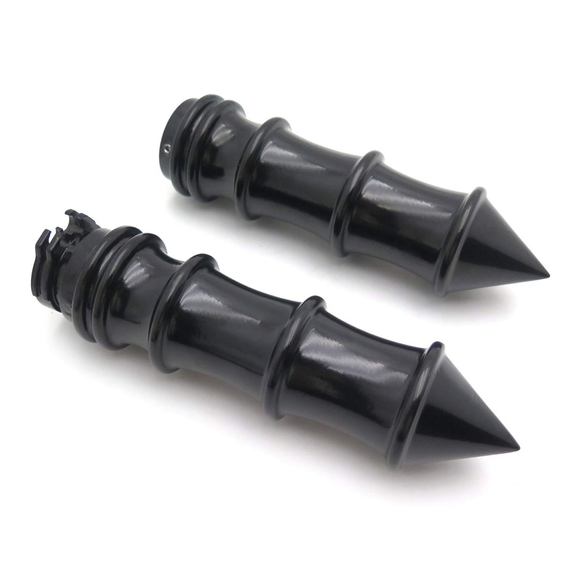 Skeleton Spike 1 In Hand Grips For H-d And Other Motorcycles Black Aluminum Handlebar Fits Bars