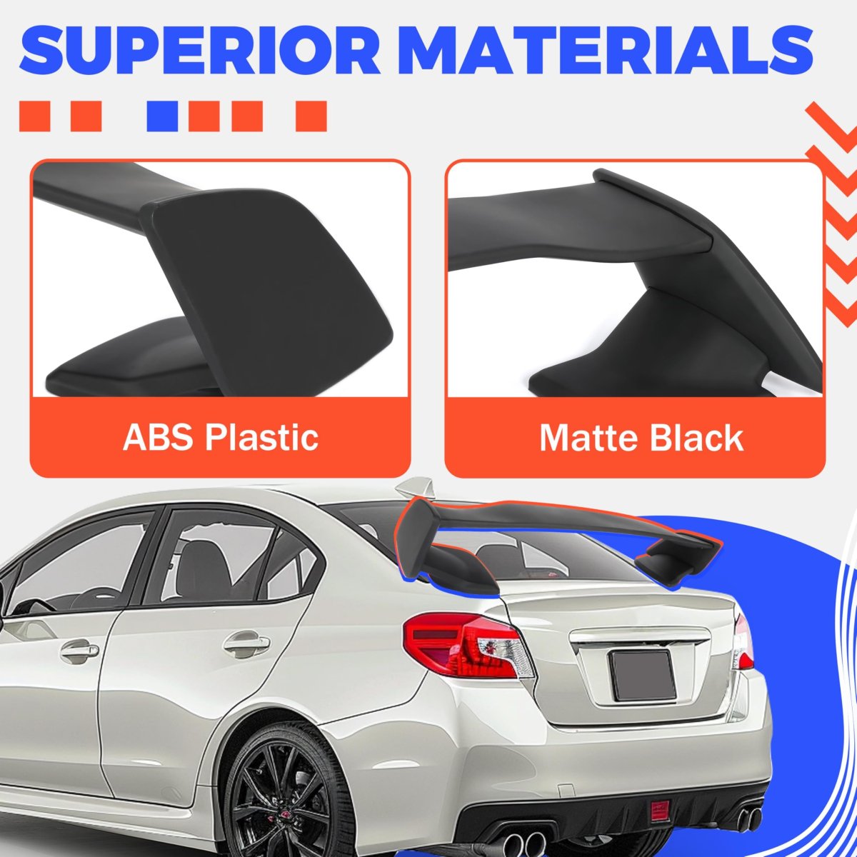 Trunk Spoiler Wing For 2015 To 2021 Subaru Wrx Sti 4 Door Sedan Rear Tail Lid Matte Black Abs Plastic Mo-5278