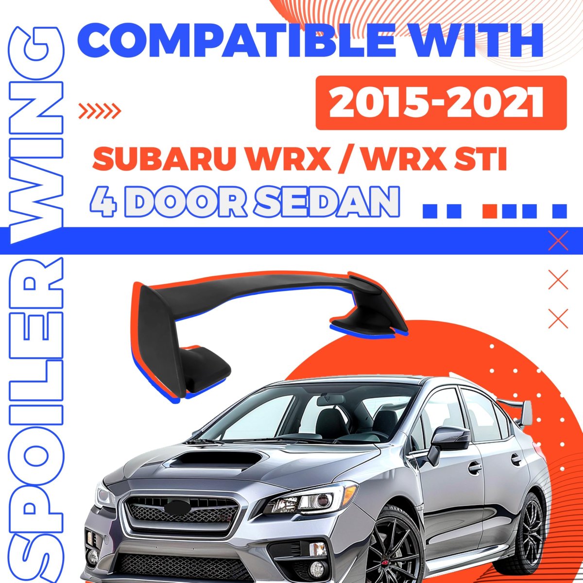 Trunk Spoiler Wing For 2015 To 2021 Subaru Wrx Sti 4 Door Sedan Rear Tail Lid Matte Black Abs Plastic Mo-5278