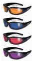 4 Pair Set Of Chicago Foam Padded Glasses Sunglasses Motorcycle Atv Sports Eyewear Shiny Black Frame Purple Blue Red And Orange 