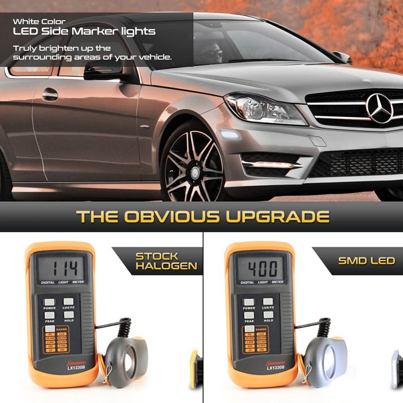 Led Side Marker Reflector Lamps For 2012-2014 C250 C300 C350 W204 Mercedes Benz White Clear Lens Left Driver Right Passenger