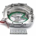 Httmt- Chrome W Green Led Engine Clutch Cover Compatible With 2006-2014 Kawasak Zx14r Zzr 1400 Right P N Mt313-004a-cd