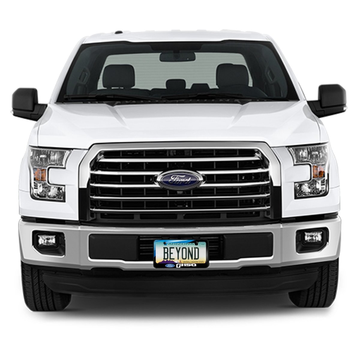 Ford Logo F-150 2015 Up Waterfall Graphic Black Metal License Plate Frame