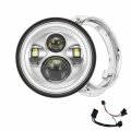 Sunpie 7 Inch Led Chrome Headlight With White Halo For Street Glide Tri Electra Road King Mounting Bracket 