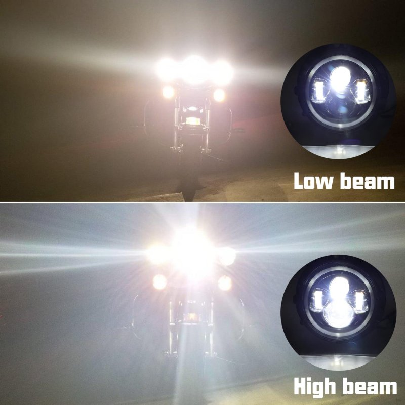 Sunpie 7 Inch Led Chrome Headlight With White Halo For Street Glide Tri Electra Road King Mounting Bracket