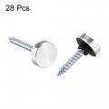 Uxcell Mirror Screws 12mm 0 47 28pcs Decorative Cap Fasteners Cover Nails Wire Drawing Silver Tone 201 Stainless Steel