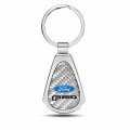Ipick Image Made Clear Dome Real Silver Carbon Fiber Chrome Metal Teardrop Key Chain With Logo For Ford F-150 2015 Up