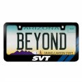 Ipick Image Made For Ford Svt Carbon Fiber Texture Blue Stripe Black Metal License Plate Frame