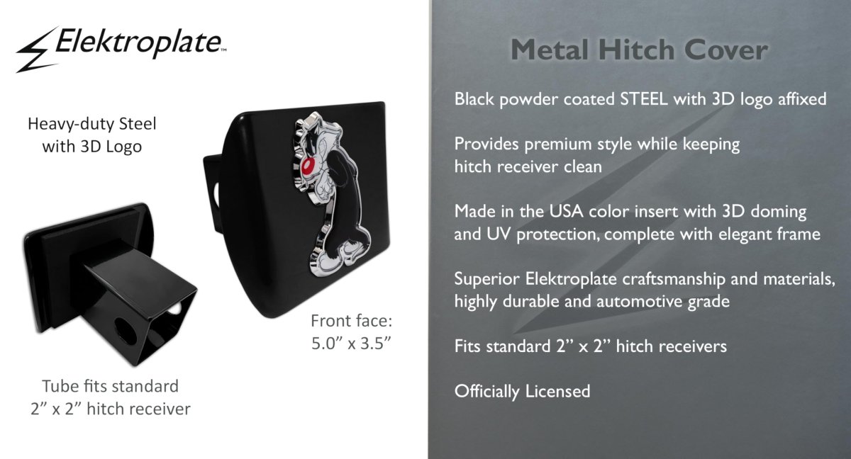 Looney Tunes Sylvester The Cat Metal Black Hitch Cover For Trucks And Suvs Fits Standard 2 In Trailer Receivers Premium