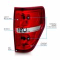 Amerilite Red Clear Brake Rear Direct Oe Replacement Tail Lights For 2009-2014 Ford F150 F-150 Passenger And Driver Side