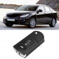 Qiilu Key Fob Case 3 Button Car Remote Folding Flip Blade Cover Shell Fit For Mazda 2 5 6 Rx8 Mx5